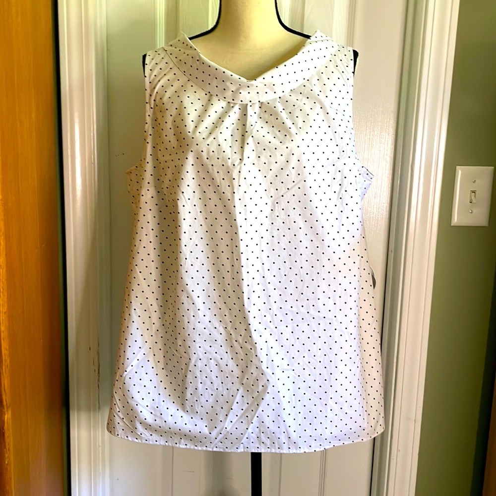 Talbots White Polka Dot Blouse